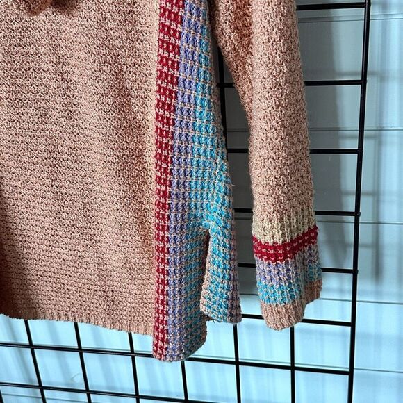 Baja Hooded Knit Summer Sweater Womens M Peach Beach Surf Boho Hippie - Picture 6 of 11